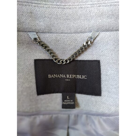 Banana Republic Women's Double-Breasted Gray Wool Blend Coat - L - Picture 2 of 8